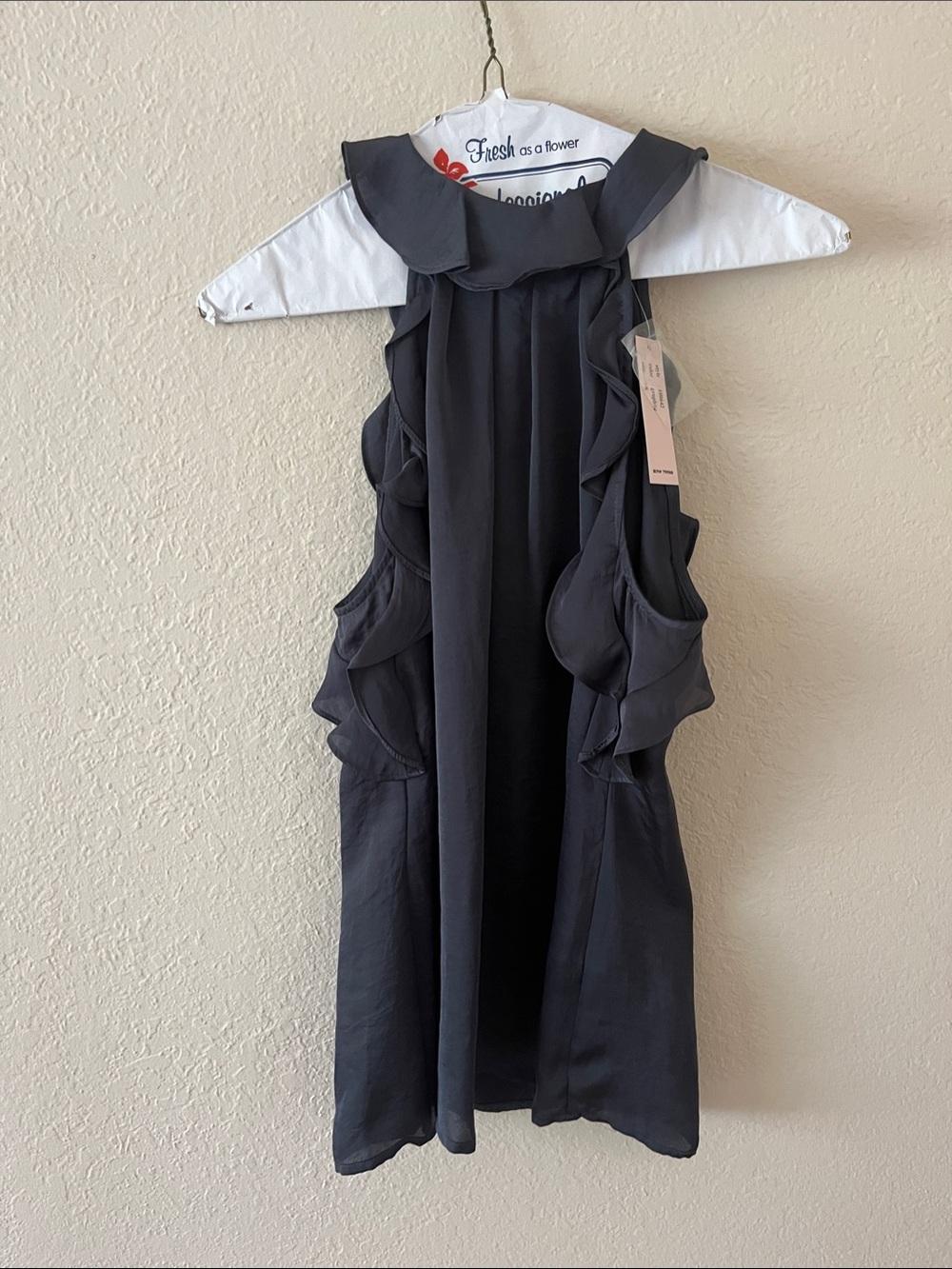 Violet & Claire Black Ruffle Halter Top